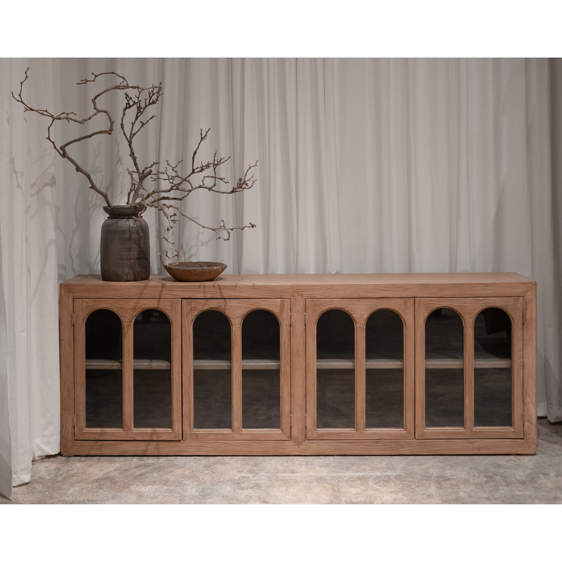 The Rowan - Reclaimed Elm Glass Cabinet