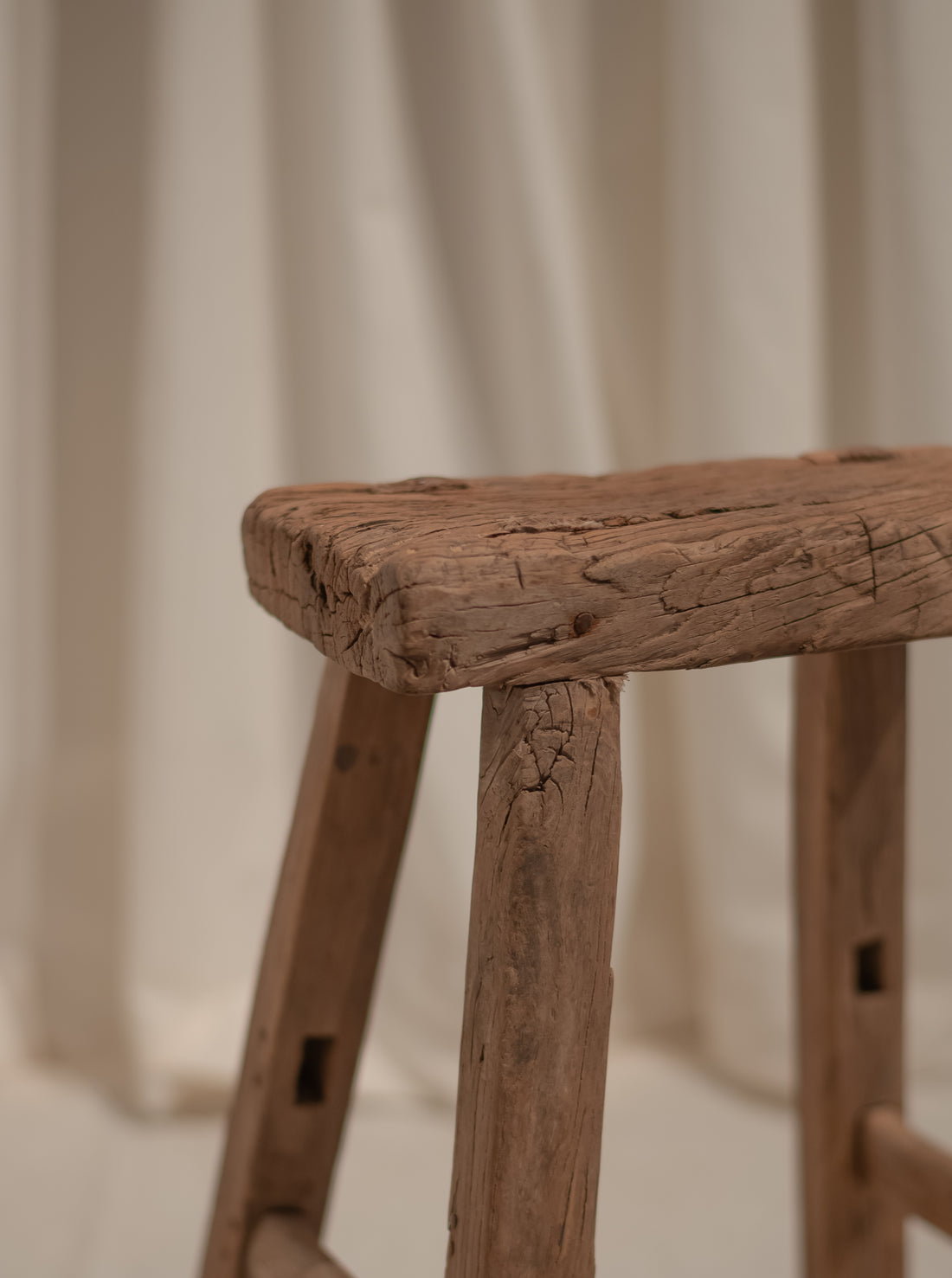 Vintage Elm Wood Stool