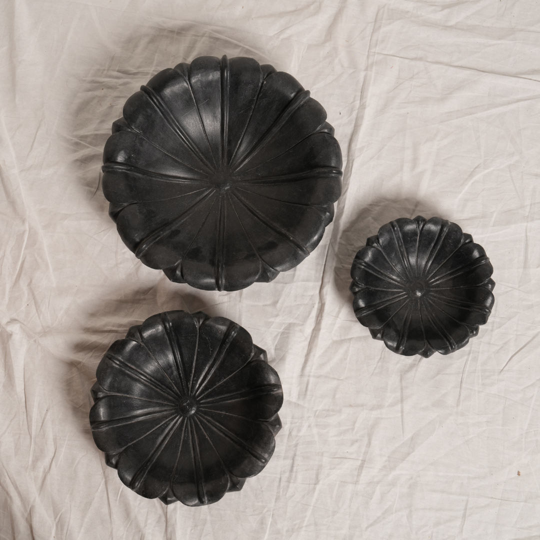 Black Flower Marble Bowl