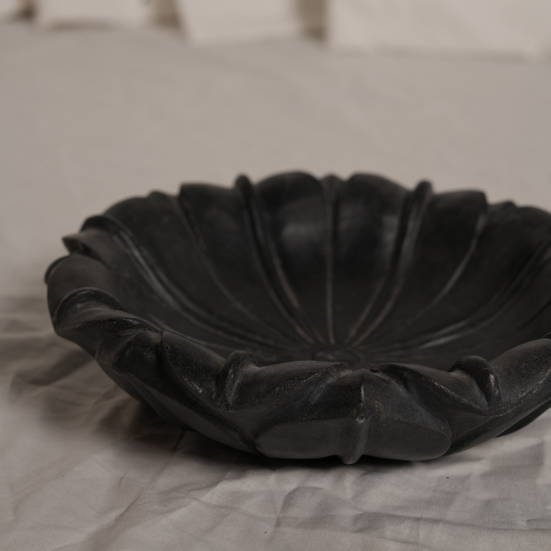 Black Flower Marble Bowl