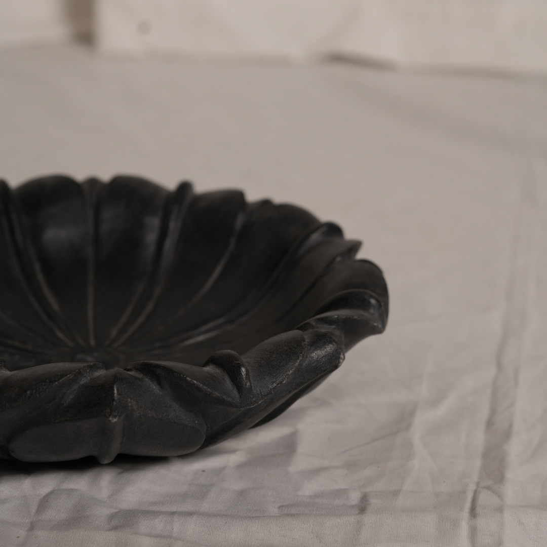 Black Flower Marble Bowl