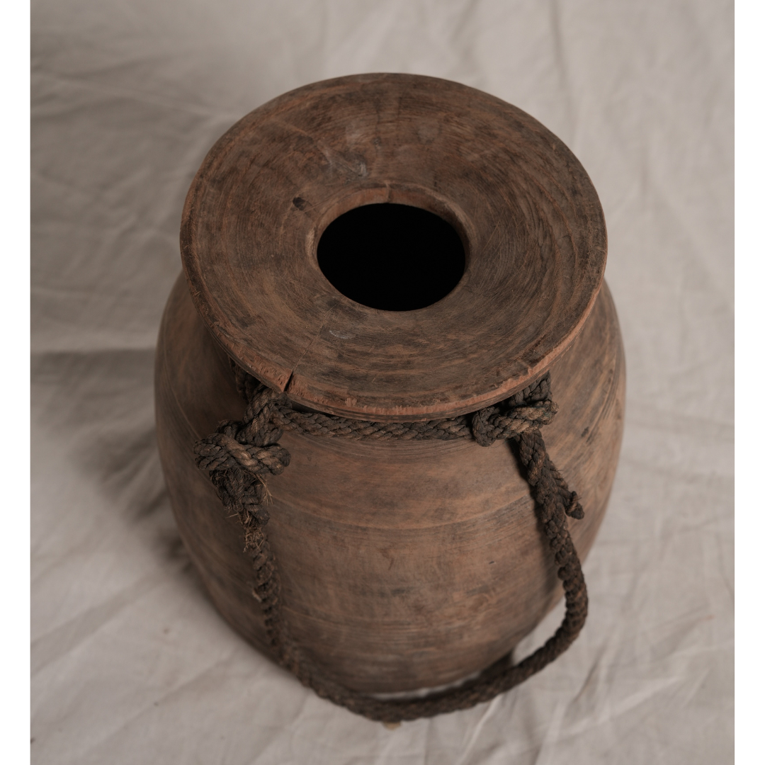 Wooden Pot with Rope carrier