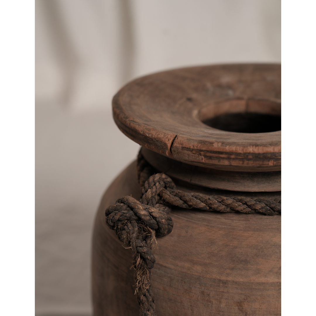 Wooden Pot with Rope carrier