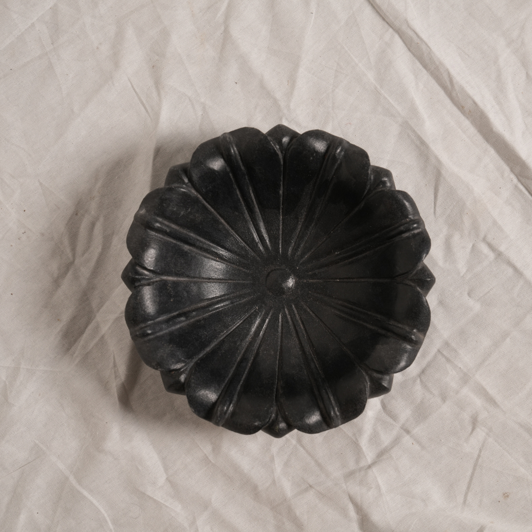 Black Flower Marble Bowl