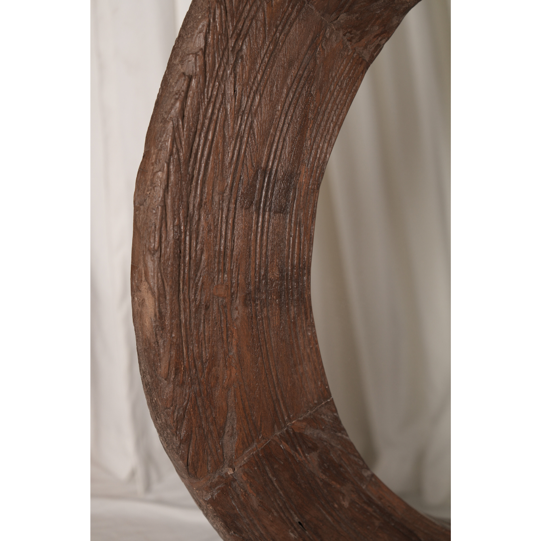 Round Wooden Cart Wheel Mirror