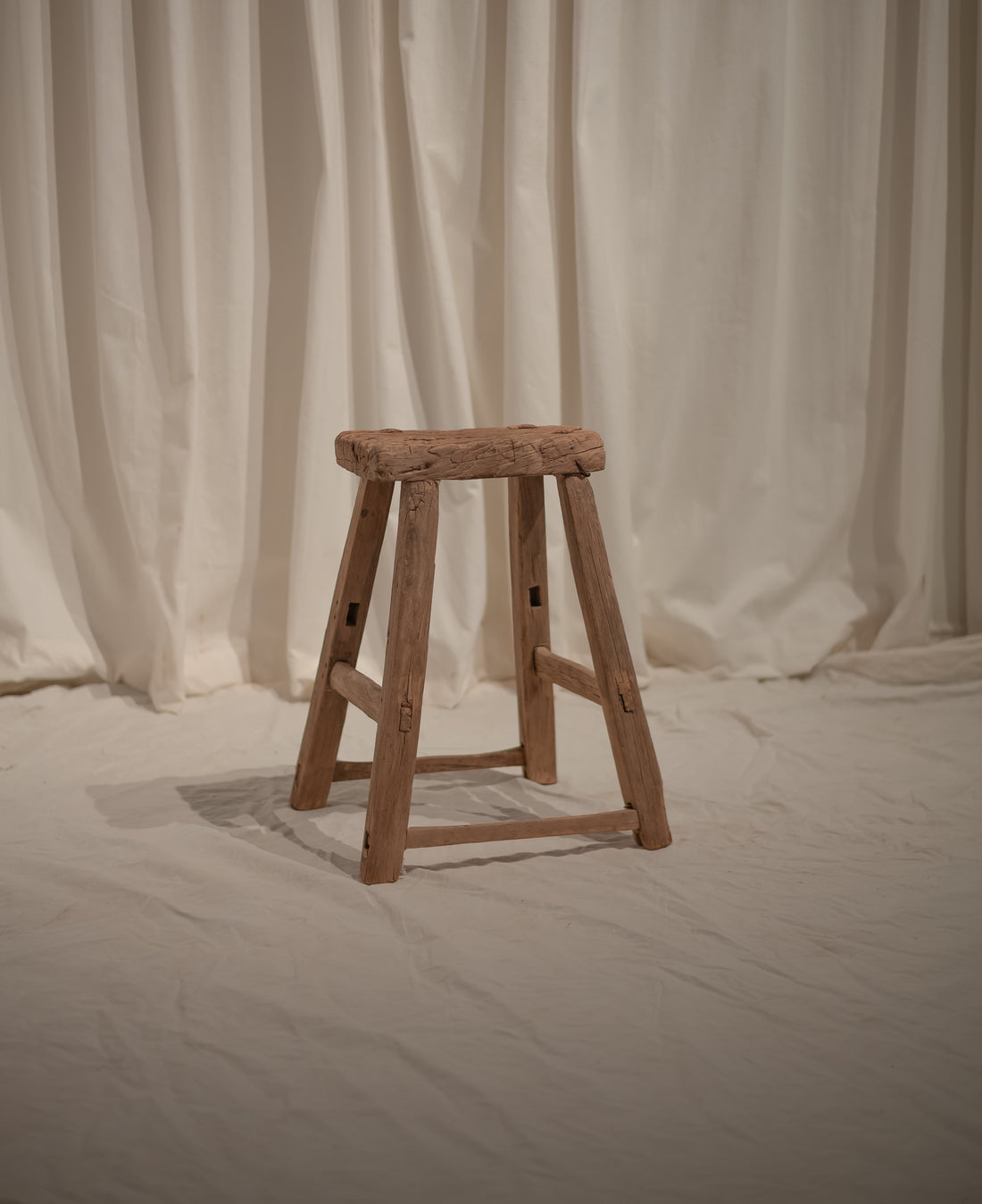 Vintage Elm Wood Stool